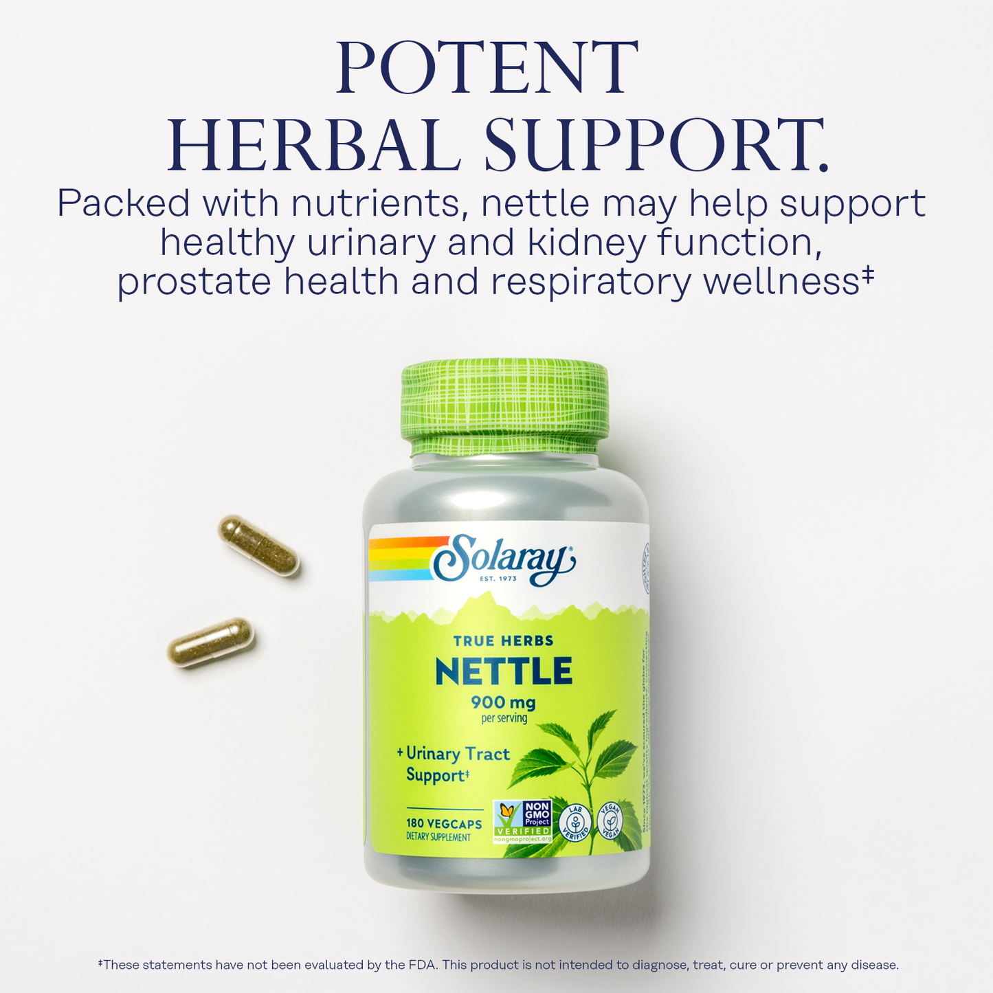 Solaray Nettle Leaf 450mg Healthy Kidney, Urinary & Prostate Support Traditional Use for Healthy Allergy Response & Respiratory Wellness 180 CT