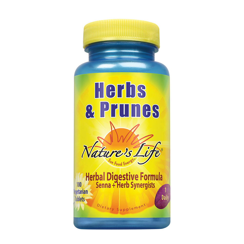 Natures Life Herbs & Prunes | 400mg Senna & Herbal Blend for Healthy Digestion Support | Non-GMO (100 ct)