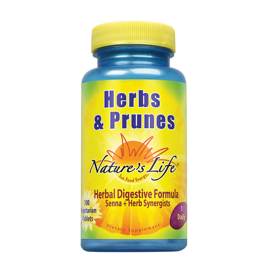 Natures Life Herbs & Prunes | 400mg Senna & Herbal Blend for Healthy Digestion Support | Non-GMO (100 ct)