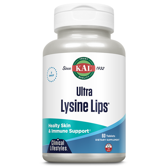 KAL Ultra Lysine Lips | L-Lysine with Vitamin C, Red Marine Algae, Zinc & Olive Leaf | Healthy Immune Function Support | 60 Tablets