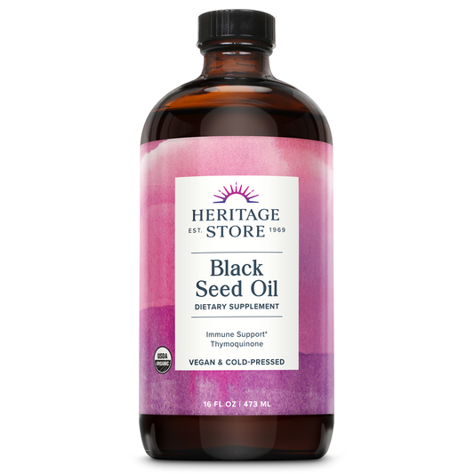 Heritage Store Black Seed Oil, 100% Pure Virgin, Organic, Cold Pressed 8 fl oz