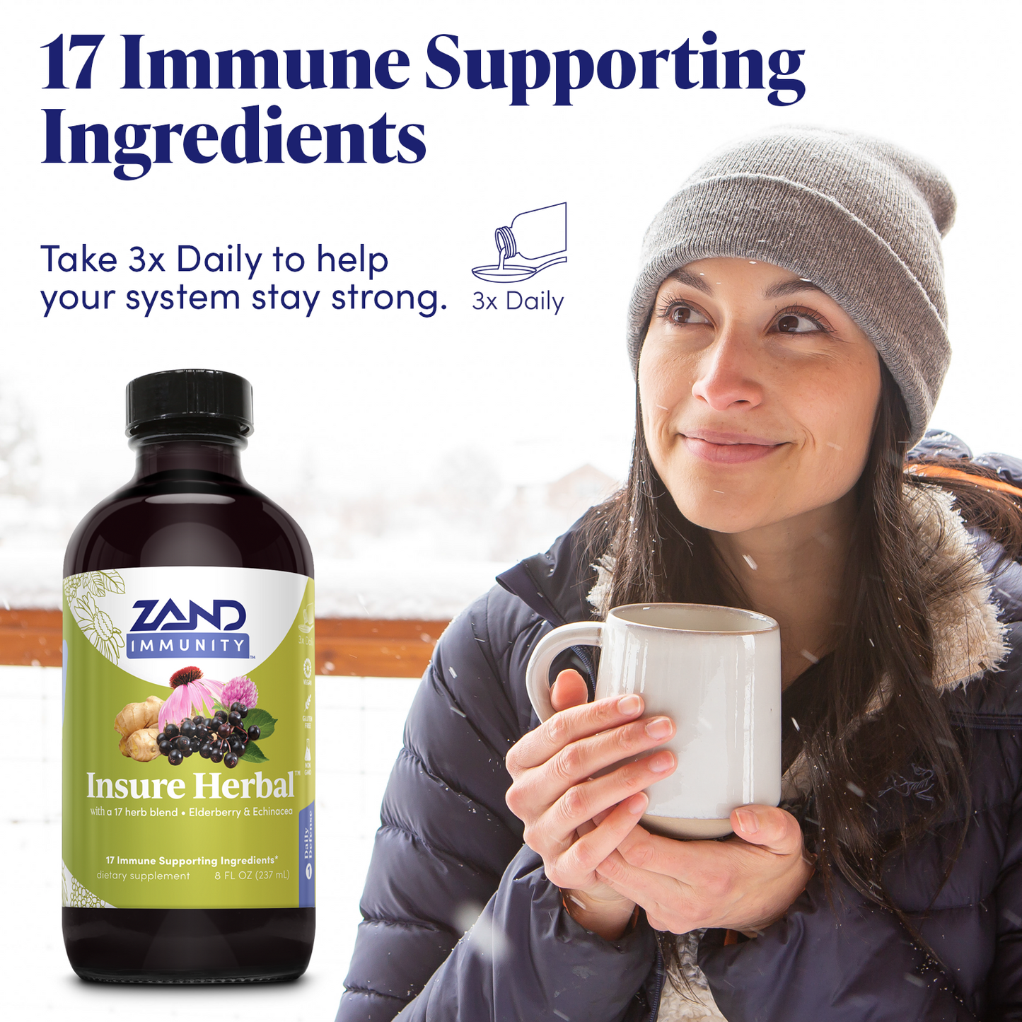 Zand Insure Immune Support, Herbal Liquid Echinacea Supplement, Features Goldenseal, Chamomile, Ginger & Valerian 4 oz (8oz)