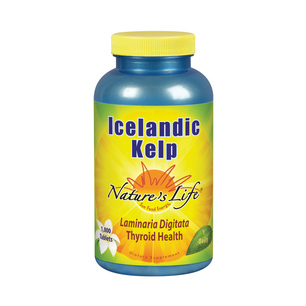 Nature’s Life Icelandic Kelp 41 mg Tablets - Iodine Supplement and Thyroid Support - Gluten Free, Non-GMO Green Superfood - 60-Day Guarantee - 1000 Servings, 1000 Tablets