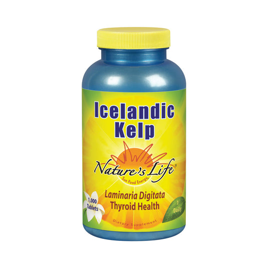 Nature’s Life Icelandic Kelp 41 mg Tablets - Iodine Supplement and Thyroid Support - Gluten Free, Non-GMO Green Superfood - 60-Day Guarantee - 1000 Servings, 1000 Tablets
