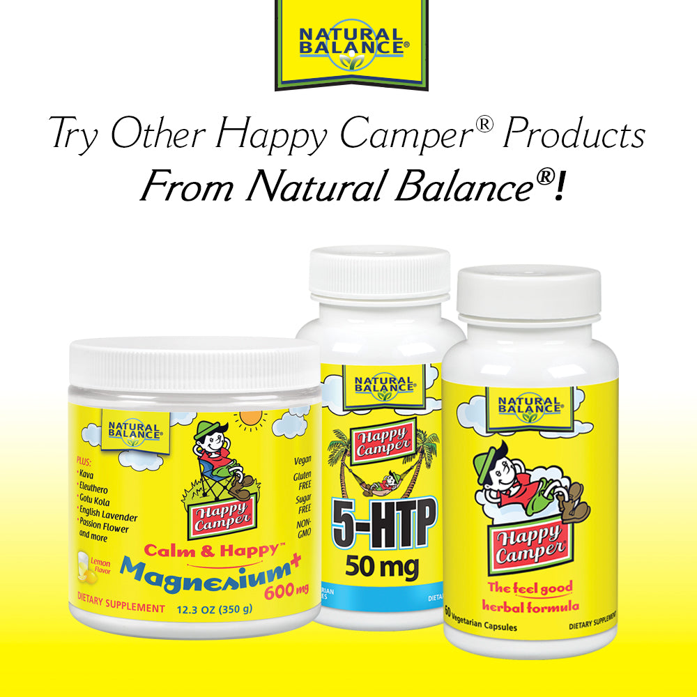 Natural Balance Happy Camper Kava Kava Root Extract | 70mg Kavalactones | Calm & Relaxation Supplement for Mood & Stress Support | 60 VegCaps