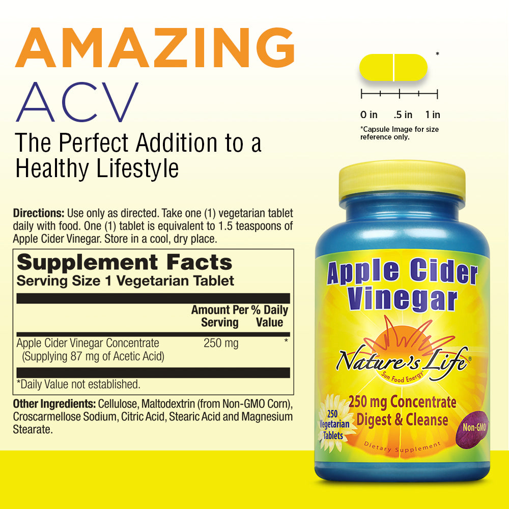 Natures Life Apple Cider Vinegar 250mg | with 87 mg Acetic Acid