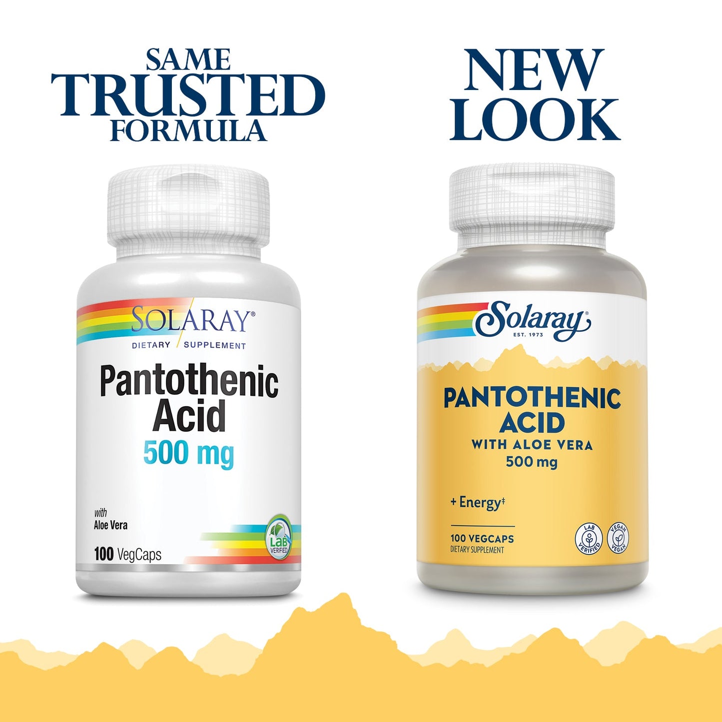 Solaray Pantothenic Acid 500mg | Vitamin B-5 for Coenzyme-A Production & Energy Metabolism | For Hair, Skin, Nails & Digestive Support | 100 VegCaps