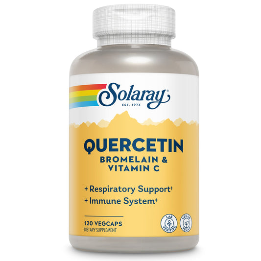 Solaray Quercetin Bromelain & Vitamin C, Immune System, Sinus, Respiratory & Antioxidant Activity Support, Vegan, 500mg of Quercetin & 1,235mg of Vit C, 60 Day Guarantee (120 CT, 40 Serv)