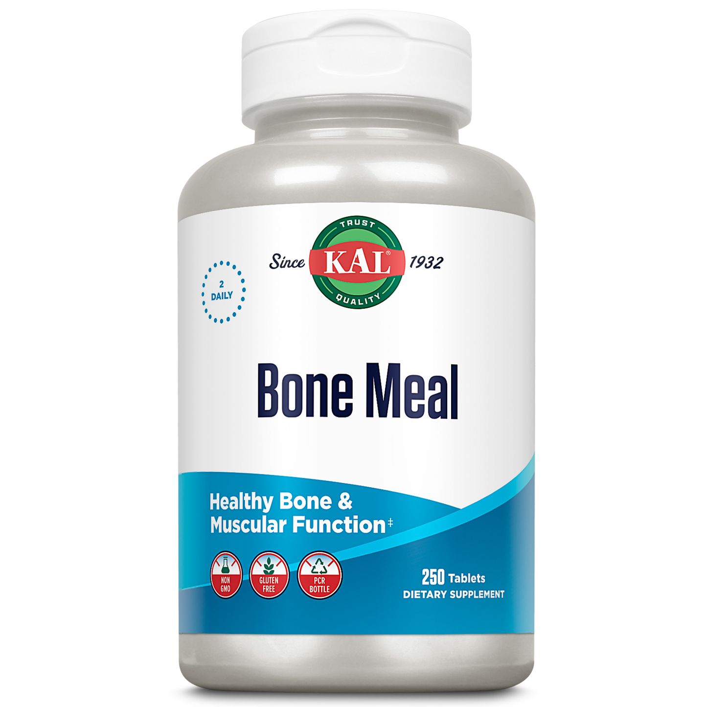 KAL Bone Meal Tablets, Calcium Supplement w/ Magnesium, Vitamin D3 and K, Bone Health, Muscle and Nerve Function Support, Rapid Disintegration, Gluten Free, Non-GMO, 60-Day Guarantee, 125 Serv, 250ct