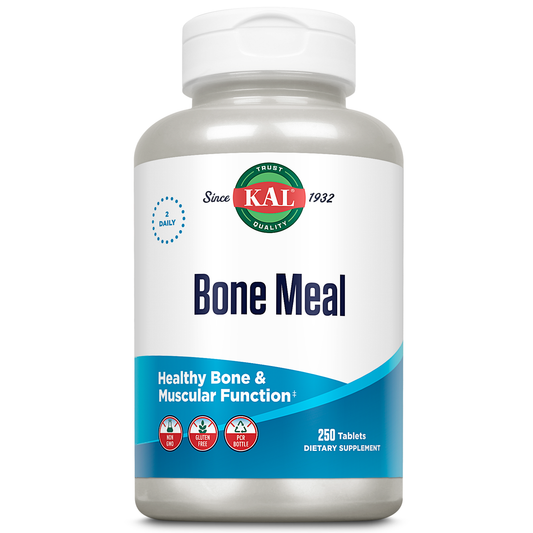 KAL Bone Meal Tablets, Calcium Supplement w/ Magnesium, Vitamin D3 and K, Bone Health, Muscle and Nerve Function Support, Rapid Disintegration, Gluten Free, Non-GMO, 60-Day Guarantee, 125 Serv, 250ct
