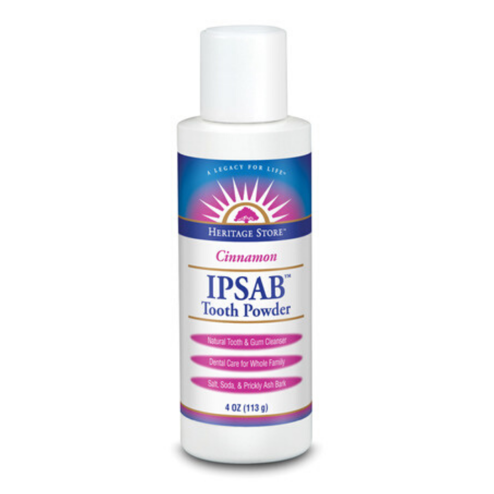 HERITAGE STORE IPSAB Tooth Powder, Cinnamon (Btl-Plastic) | 4oz