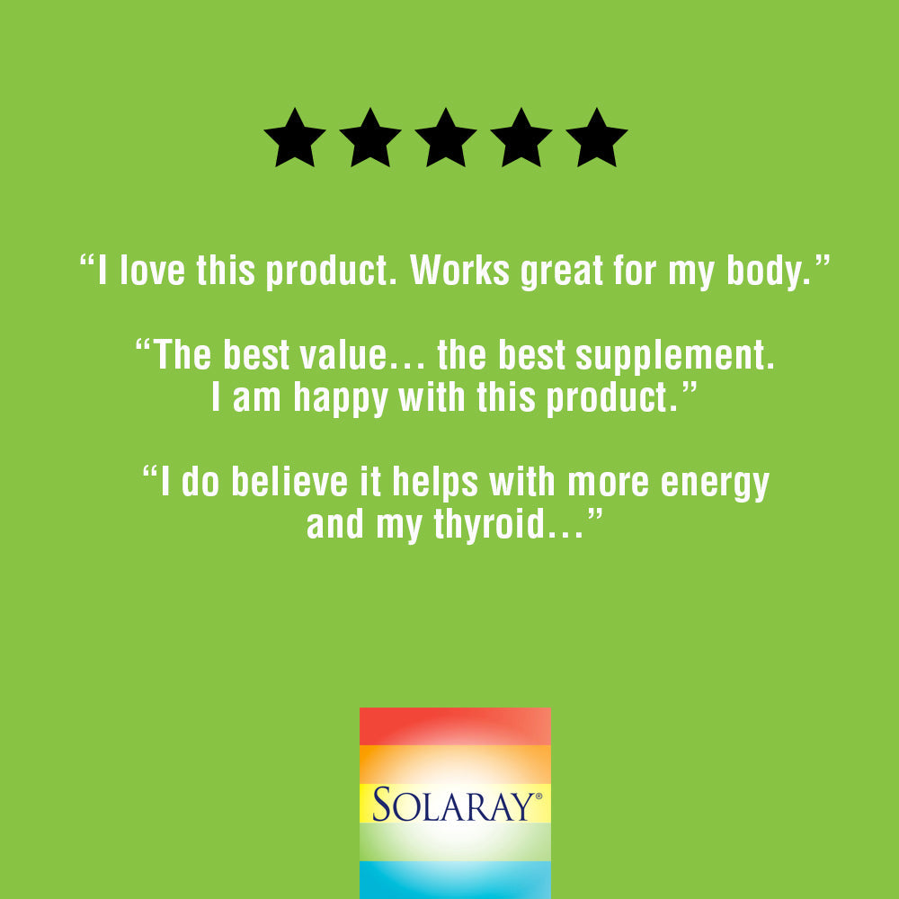 Solaray Kelp 550 mg with Folic Acid for Healthy Thyroid Function, Energy & Metabolism Support | Non-GMO | 180 VegCaps