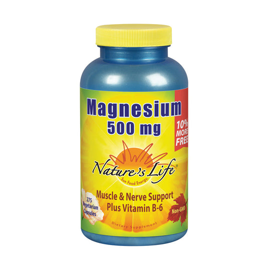 Nature’s Life Renewing Magnesium 500 mg - Magnesium Citrate, Magnesium Malate, Magnesium Oxide Plus Vitamin B-6 - Muscles and Nerves Support - Lab Verified (275 Servings, 275 VegCaps)