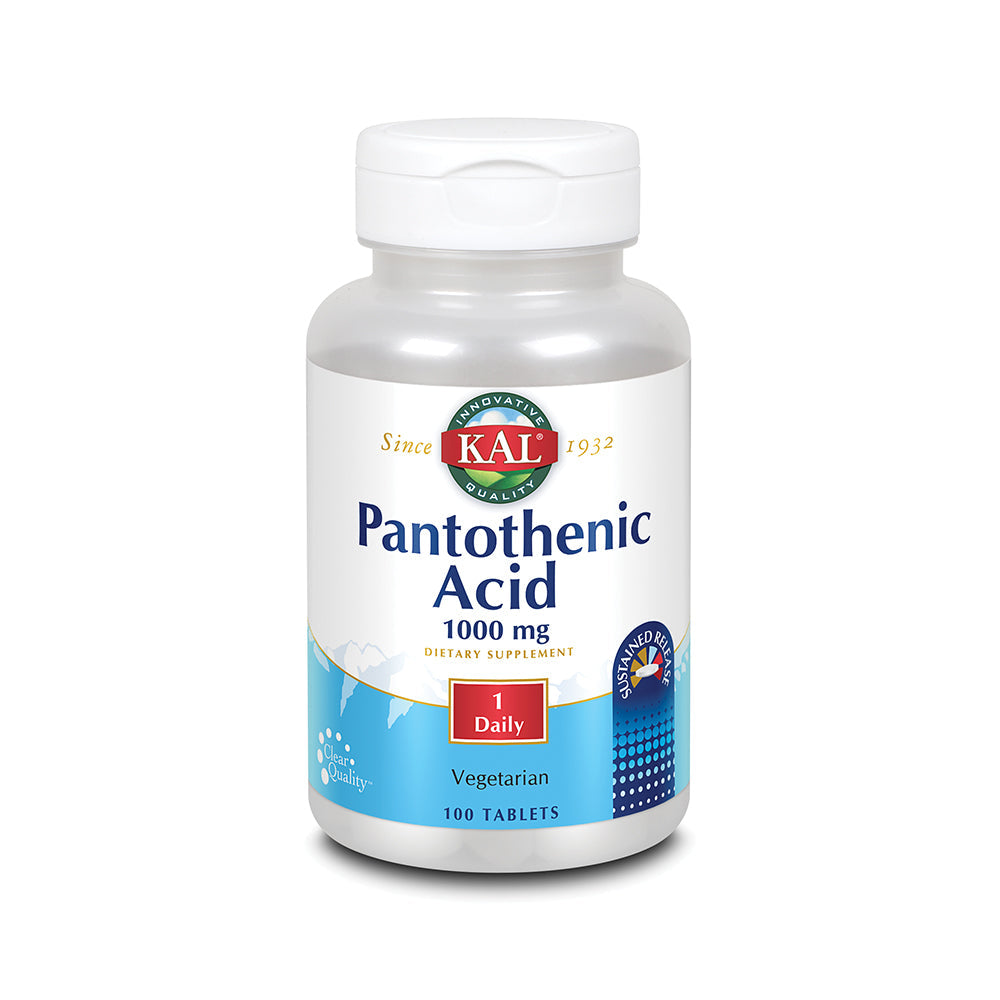 KAL Pantothenic Acid Sustained Release 1000mg | For Energy Storage & Release | Supports Metabolism of Carbs, Fats & Proteins | Vegetarian | 100ct
