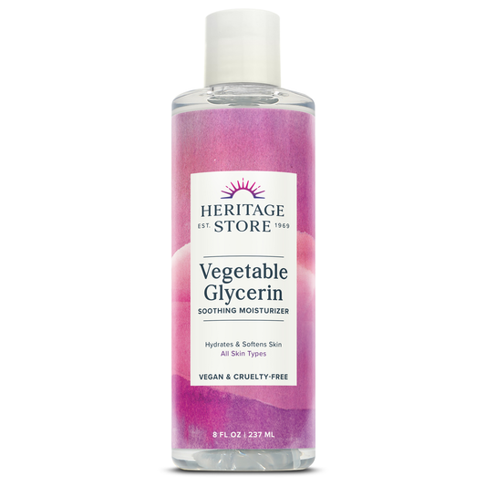 Heritage Store Vegetable Glycerin Soothing Moisturizer, Oil Free Hydration for Skin Care, Hair Care, Face & Body, DIY Beauty Products & More, Soothes & Softens, Made Without Parabens, Vegan, 8oz