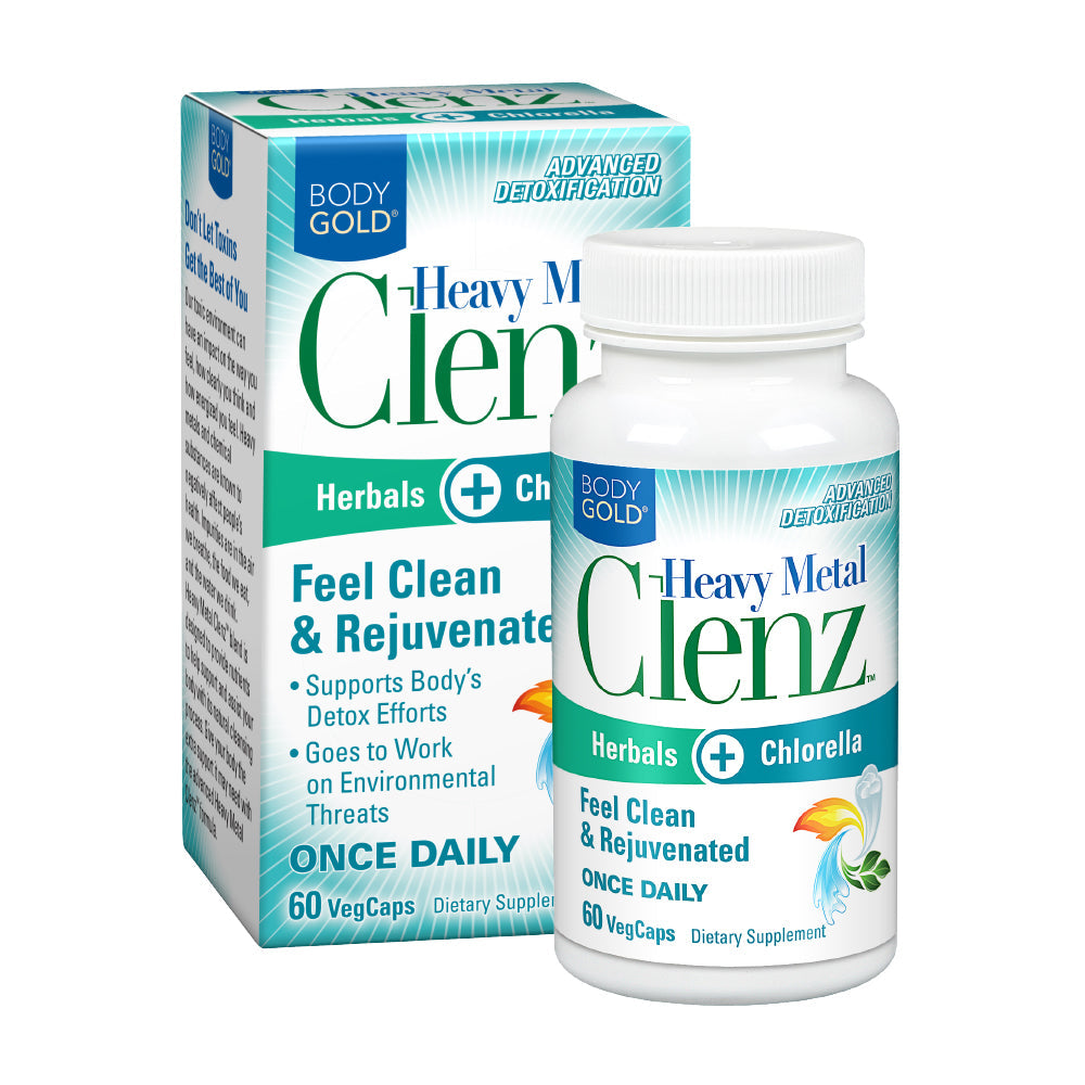 Body Gold Heavy Metal Clenz | Herbals & Chlorella for Healthy Detoxification & Cleansing Support | 30 Serv, 60 VegCaps