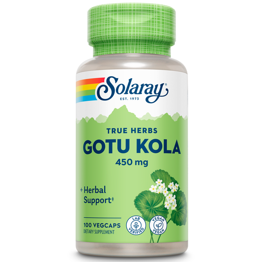 Solaray Gotu Kola 450 mg | Healthy Mood & Blood Circulation Support | Non-GMO & Vegan | 100 VegCaps