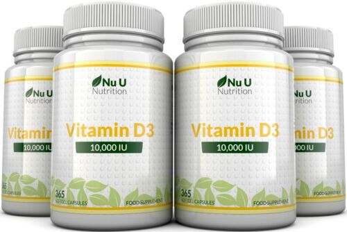Vitamin D3 10000 IU 4 X Bottles 365 Tablets 1 Full Year Supply Nu U Nutrition