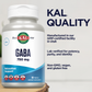 KAL GABA Supplement, Relaxation Support, GABA Supplements, Vegan, Non-GMO, Gluten Free, Lab Verified, 60-Day Money-Back Guarantee, 90 Servings, 90 Tablets
