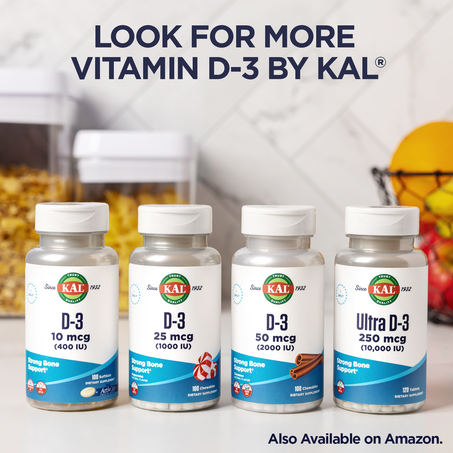 KAL Ultra Vitamin D3 10000 IU 250 mcg, High Potency Vitamin D Tablets, Calcium Absorption, Bone Health and Immune Support Supplement, Rapid Disintegration D-3 ActivTabs, 120 Servings, 120 Tablets