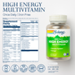 Solaray Once Daily High Energy Multivitamin, Iron Free, Immune System and Energy Support, Whole Food and Herb Base Ingredients, Men’s and Women’s Multi Vitamin (90 Servings, 90 VegCaps)