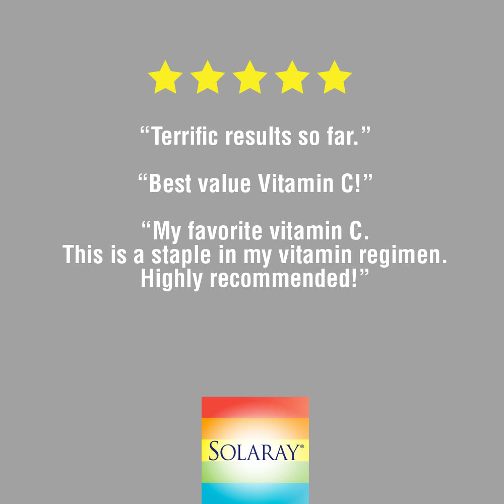 Solaray Vitamin C w/ Rose Hips & Acerola | 500mg | Two-Stage, Timed-Release Healthy Immune Function, Skin, Hair & Nails Support | Non-GMO | 250 CT