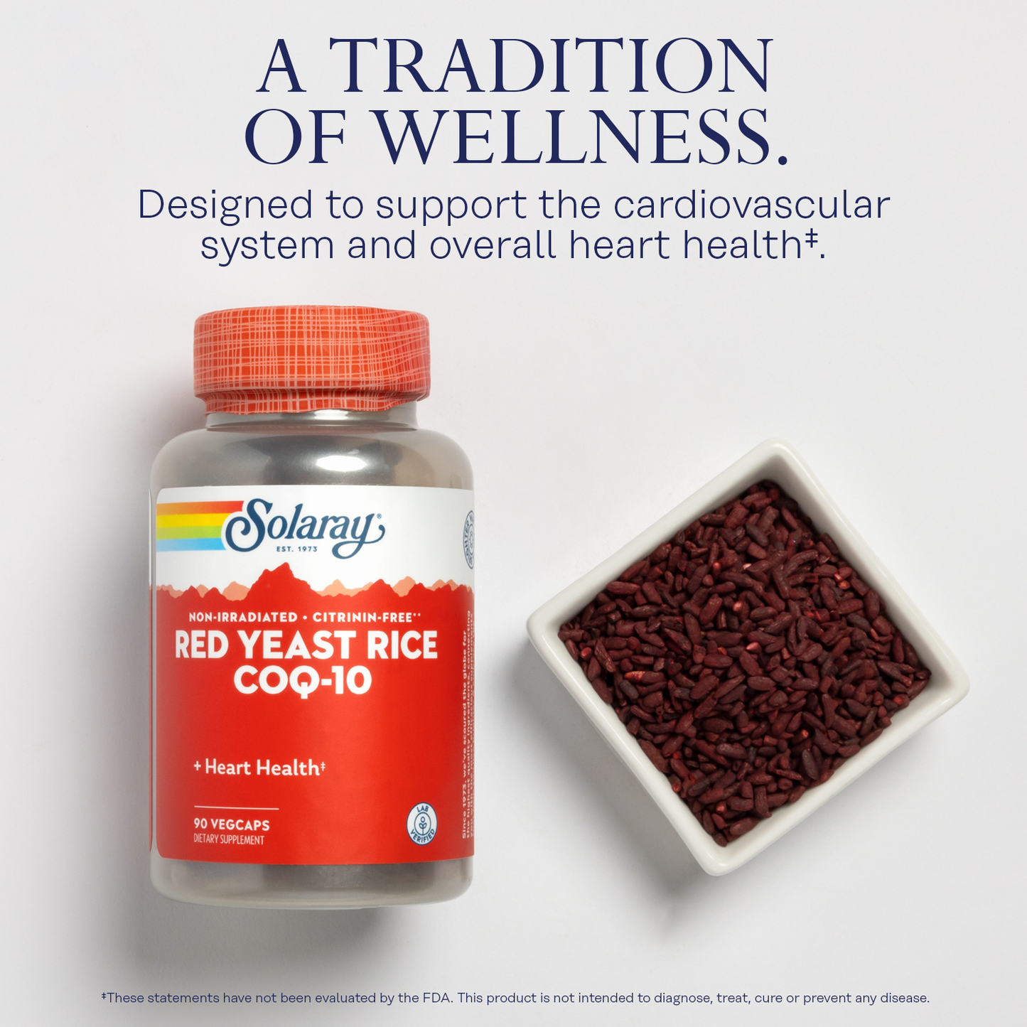 Solaray Red Yeast Rice Plus CoQ-10 | with Niacin for Added heart Health Support | Non-Irradiated & No Citrinin (90 CT)
