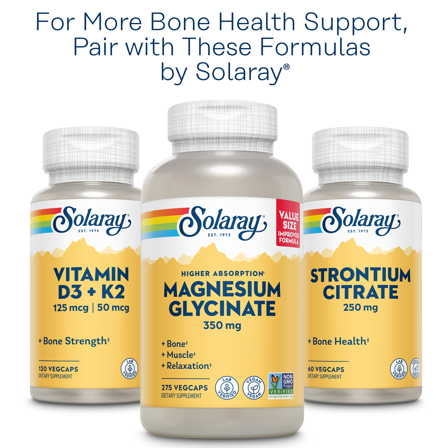 Solaray Calcium & Magnesium Citrate with Vitamin D-2, 1:1 Ratio For Healthy Bones, Teeth, Muscle & Nervous System Function High Absorption 180 Count