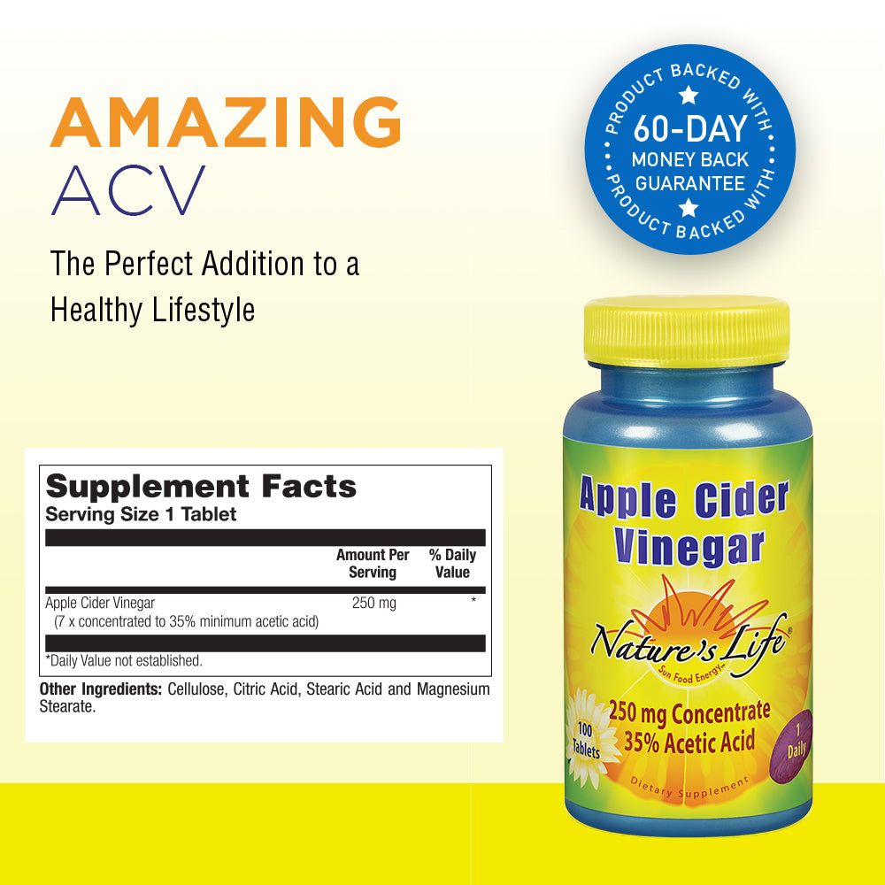 Natures Life Apple Cider Vinegar 250mg | with 87 mg Acetic Acid