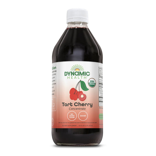 Dynamic Health Organic Tart Cherry Juice, Unsweetened 100% Juice Concentrate, Antioxidants Supplement, No Sweeteners or Additives, Vegan, Gluten Free, BPA Free, 16 oz