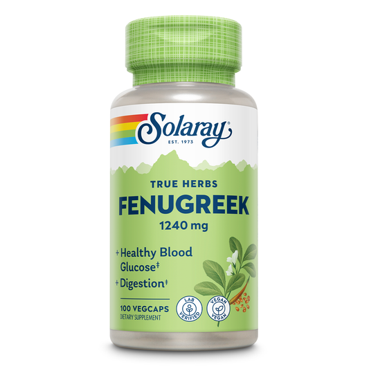 Solaray Fenugreek Seed 1240 mg, Healthy Digestion Support and More, Vegan and Lab Verified for Quality, 50 Servings, 100 VegCaps