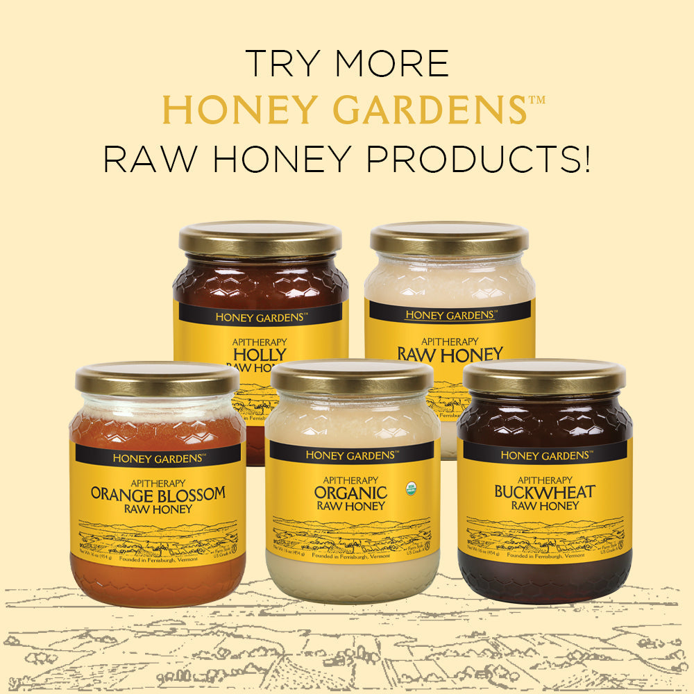 Honey Gardens Apitherapy Blueberry Raw Honey | 100% Pure, US Grade A, Unheated & Unfiltered | 21 Serv | 1 lb Jar