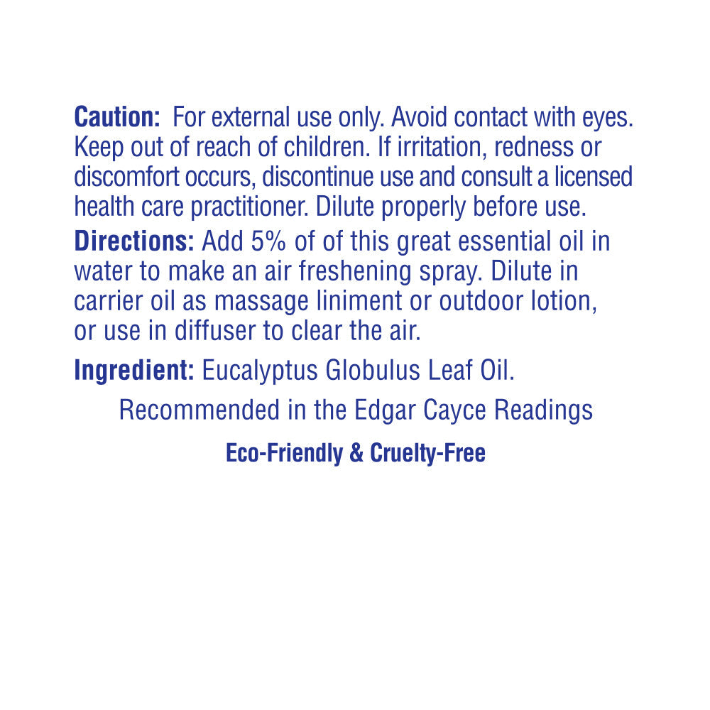 Heritage Store Eucalyptus Essential Oil | Aromatherapy for Clearing Breath, Soothing Skin & Cleansing Air | 1 FL OZ