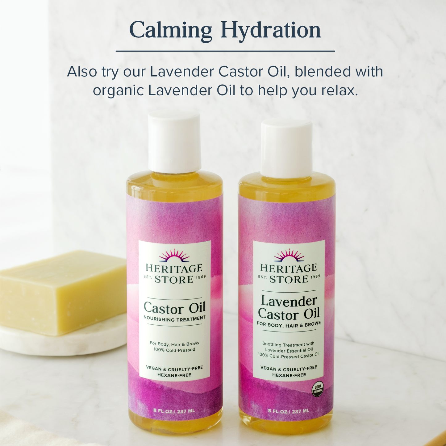 Heritage Store Castor Oil Nourishing Hair Treatment, Deep Hydration for Healthy Hair Care, Skin Care, Lashes & Brows, Castor Oil Packs, Cold Pressed, Hexane Free, Vegan, Cruelty Free, 128oz (1 Gallon)