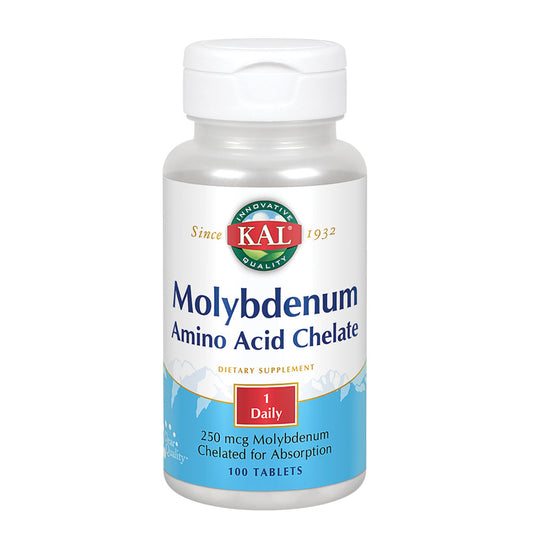 KAL Molybdenum Amino Acid Chelate 250 mg | Healthy Metabolism & Protein Synthesis Support | Chelated for Bioavailability | Vegetarian | 100 Tablets