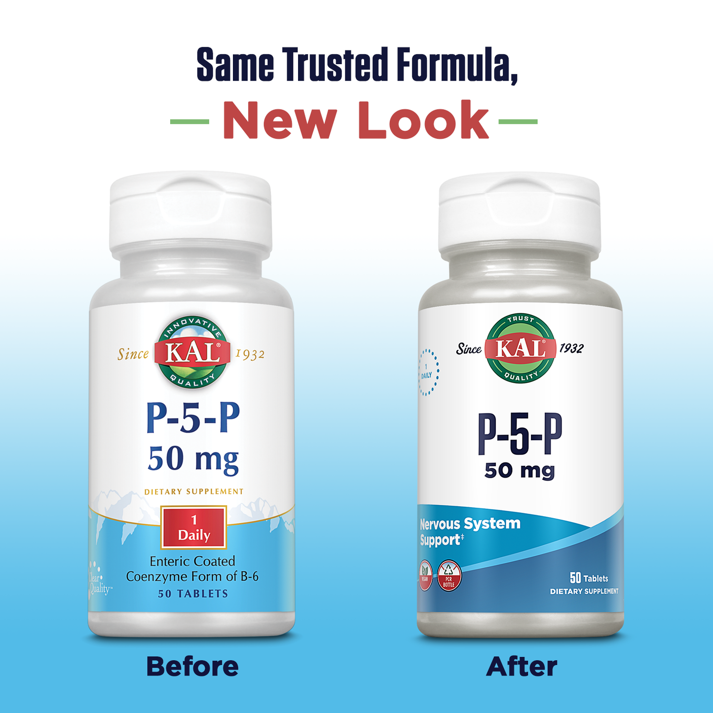KAL P-5-P Activated Vitamin B6 | Healthy Red Blood Cell Synthesis & Nerve Function Support | Enteric Coated | 50 Tablets