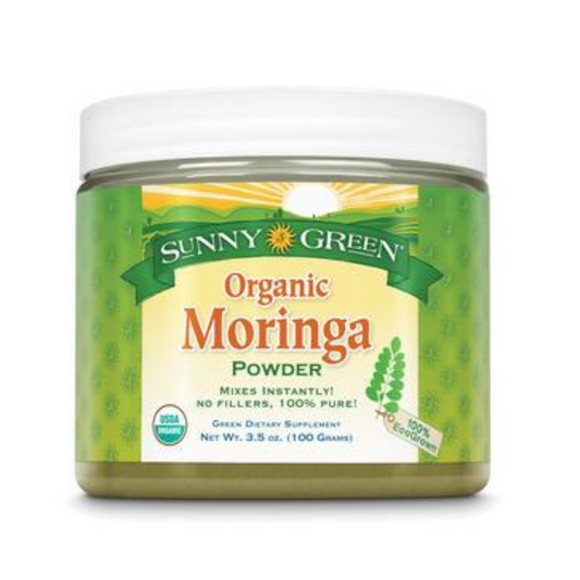 SUNNY GREEN Moringa Leaf Organic, Powder, Unflavored (Jar) 4g | 3.5oz