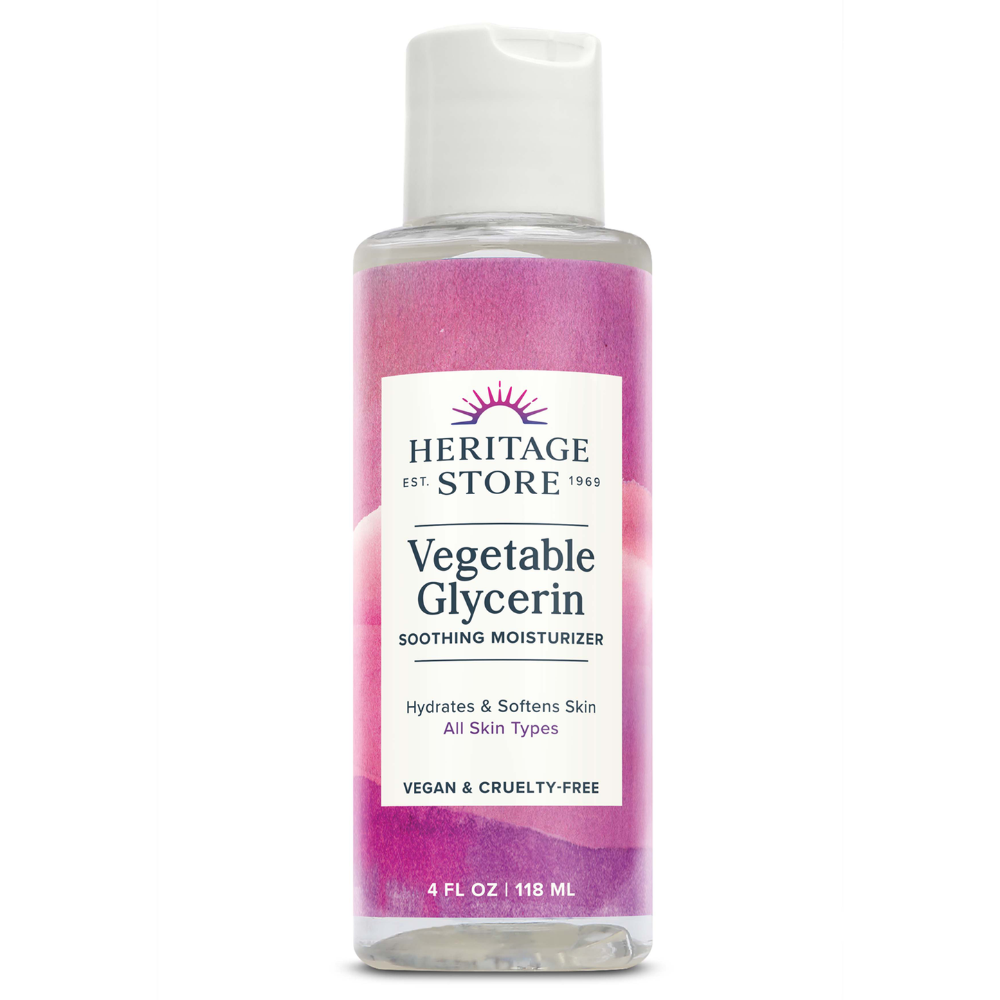 Heritage Store Vegetable Glycerin Soothing Moisturizer, Oil Free Hydration for Skin Care, Hair Care, Face & Body, DIY Beauty Products & More, Soothes & Softens, Made Without Parabens, Vegan, 4oz