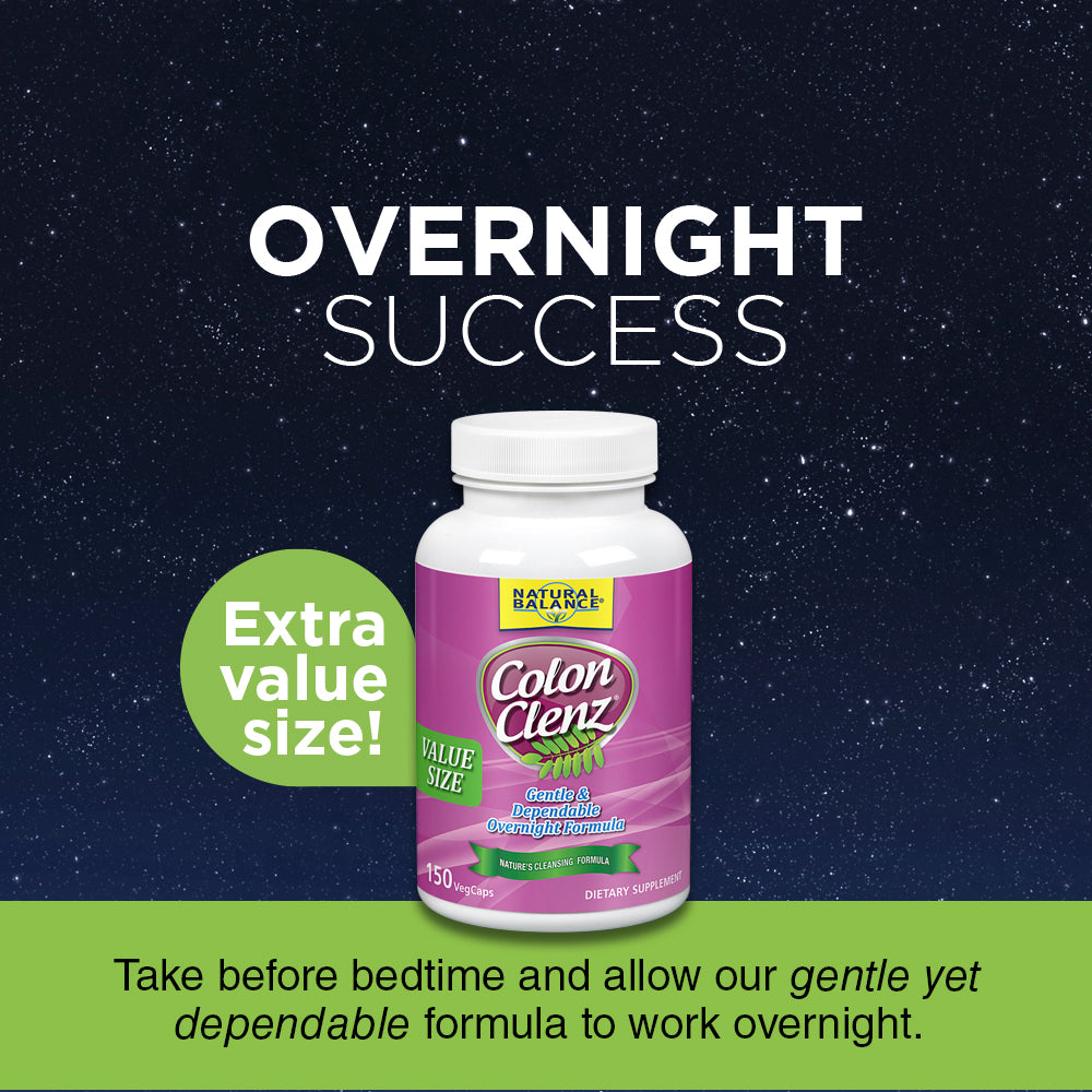 Natural Balance Colon Clenz, Herbal Colon Cleanse & Detox Supplement, Gentle & Dependable Overnight Formula 60ct (150 CT)
