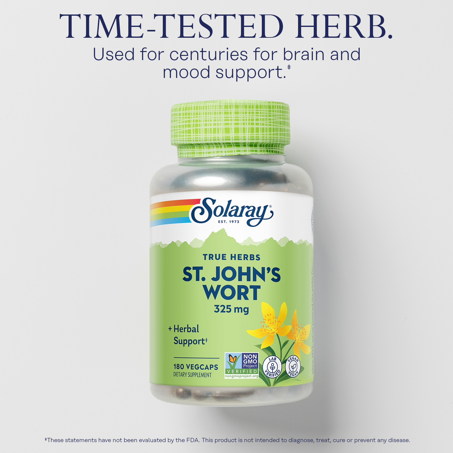 Solaray St John’s Wort 325 mg Whole Aerial - Brain Health and Mood Support Supplement - 60-Day Money Back Guarantee - Non-GMO, Vegan, Lab Verified