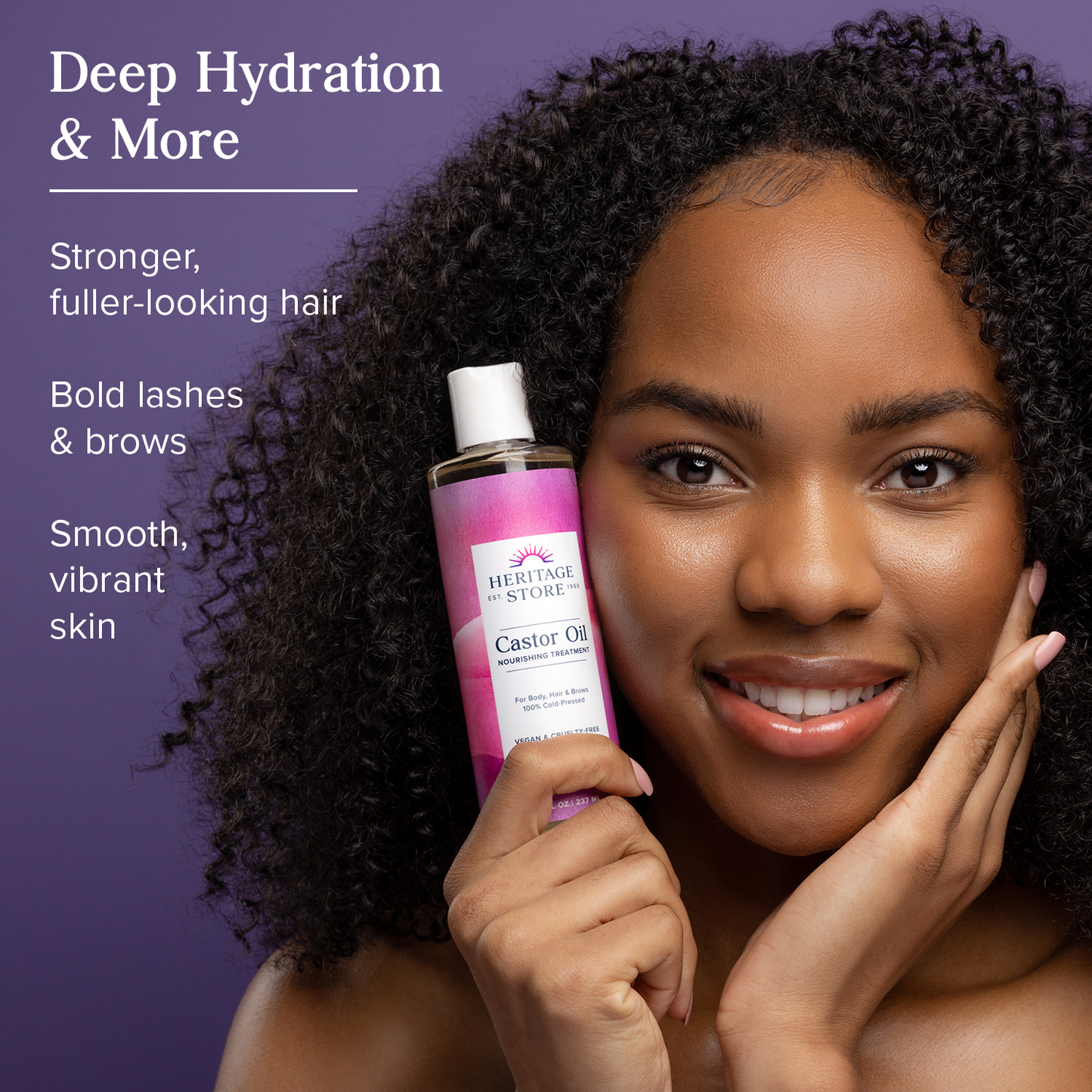 Heritage Store Castor Oil Nourishing Hair Treatment, Deep Hydration for Healthy Hair Care, Skin Care, Lashes & Brows, Castor Oil Packs, Cold Pressed, Hexane Free, Vegan, Cruelty Free, 128oz (1 Gallon)