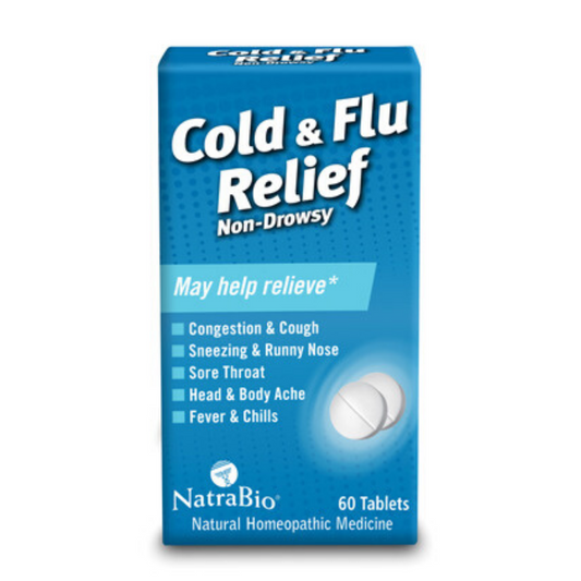 NaturalCare Cold & Flu Relief* Homeopathic Helps Temporarily Relieve Congestion, Cough, Headache, Sore Throat, Runny Nose, Body Aches, Fever, Chills & Other Cold & Flu Symptoms,* 60 Tablets