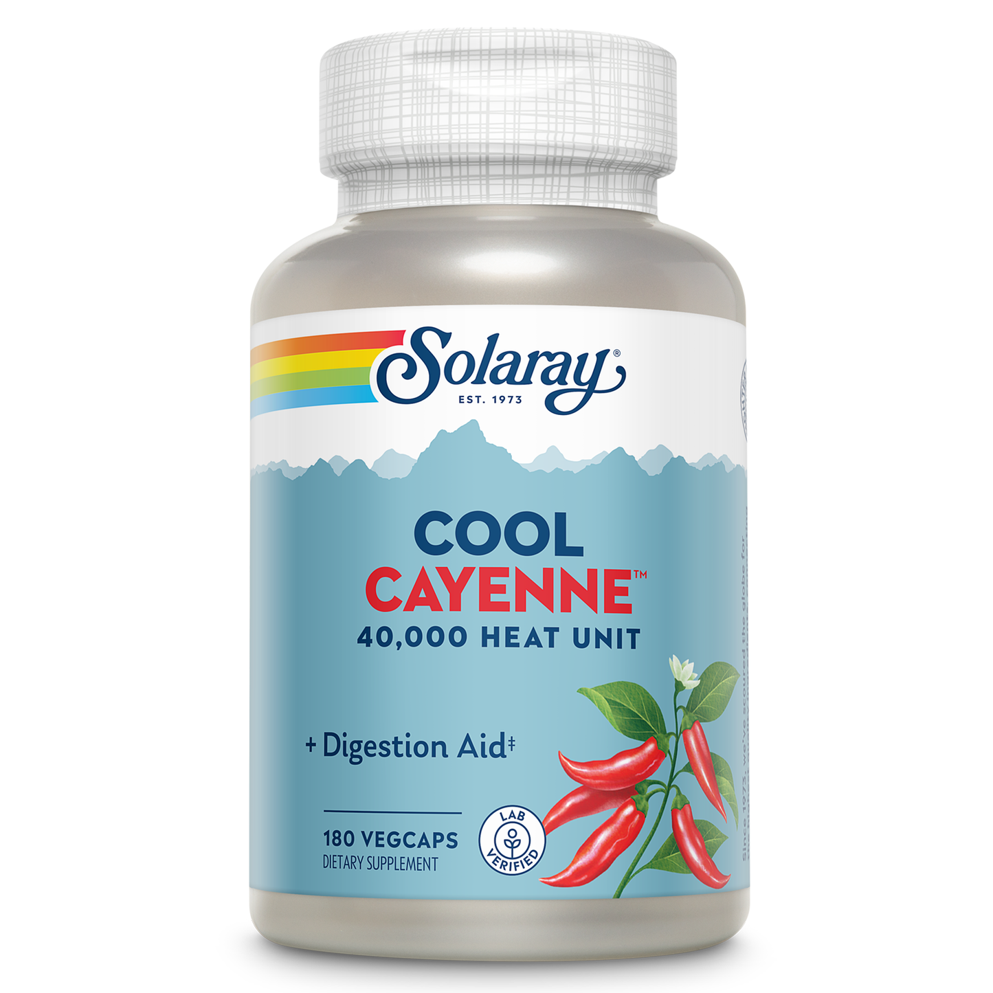 Solaray Cool Cool Cayenne 40,000 HU, Healthy Digestion, Circulation, Metabolism & Cardiovascular Support 180 VegCaps