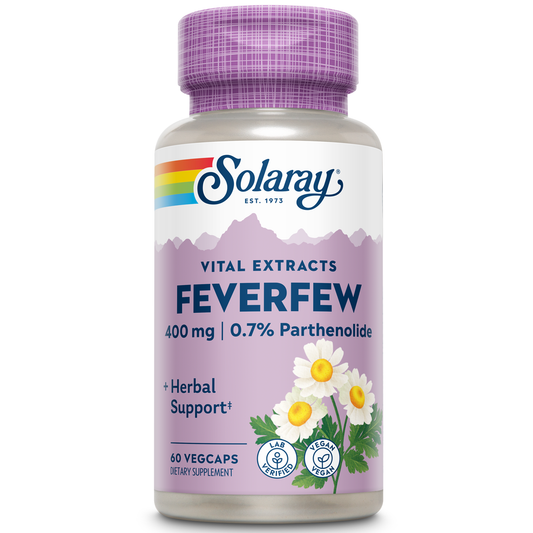 Solaray Feverfew Extract 400 mg | Healthy Circulation & Blood Vessels, Head Comfort Support | Non-GMO | 60 VegCaps