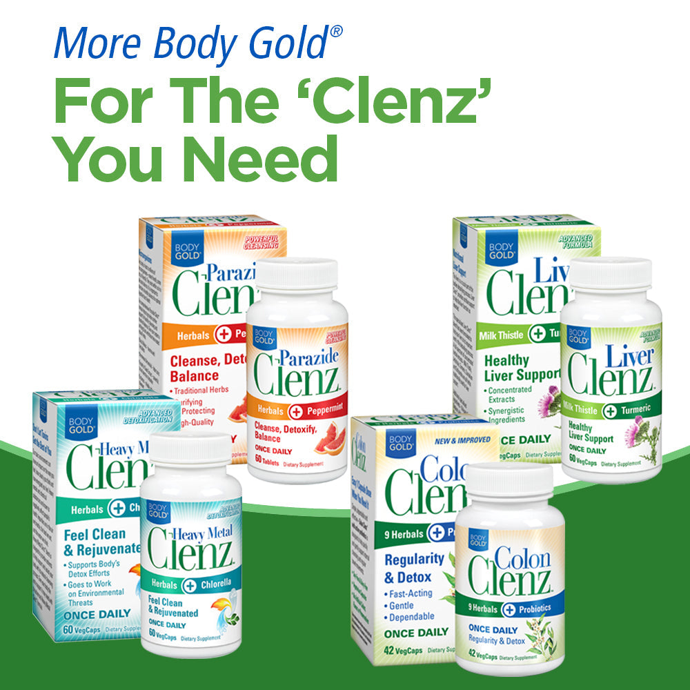 Body Gold Digestive Clenz | Healthy Detoxification, Elimination & Nutrient Absorption Support | 30 Servings, 90 VegCaps