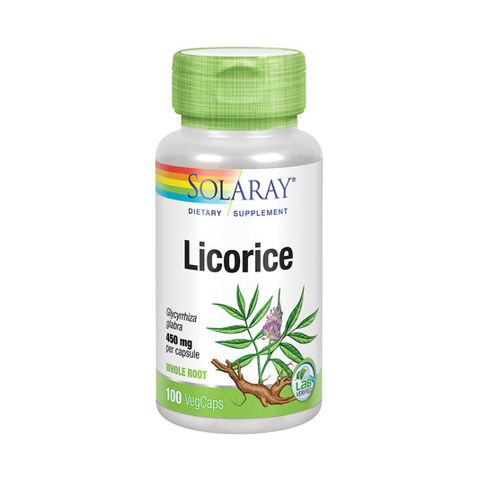 Solaray Licorice Root 450mg | Healthy Digestive System, Liver & Menopausal Support Formula | Non-GMO | Vegan | 100 VegCaps