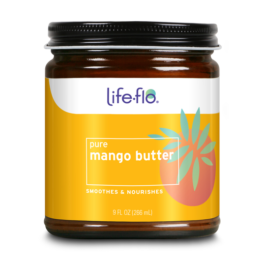 Life-Flo Pure Organic Body Butter | Face & Body Moisturizer for Dry Skin & Scalp, Heels, Elbows, Stretch Marks | 9oz (Mango Butter)