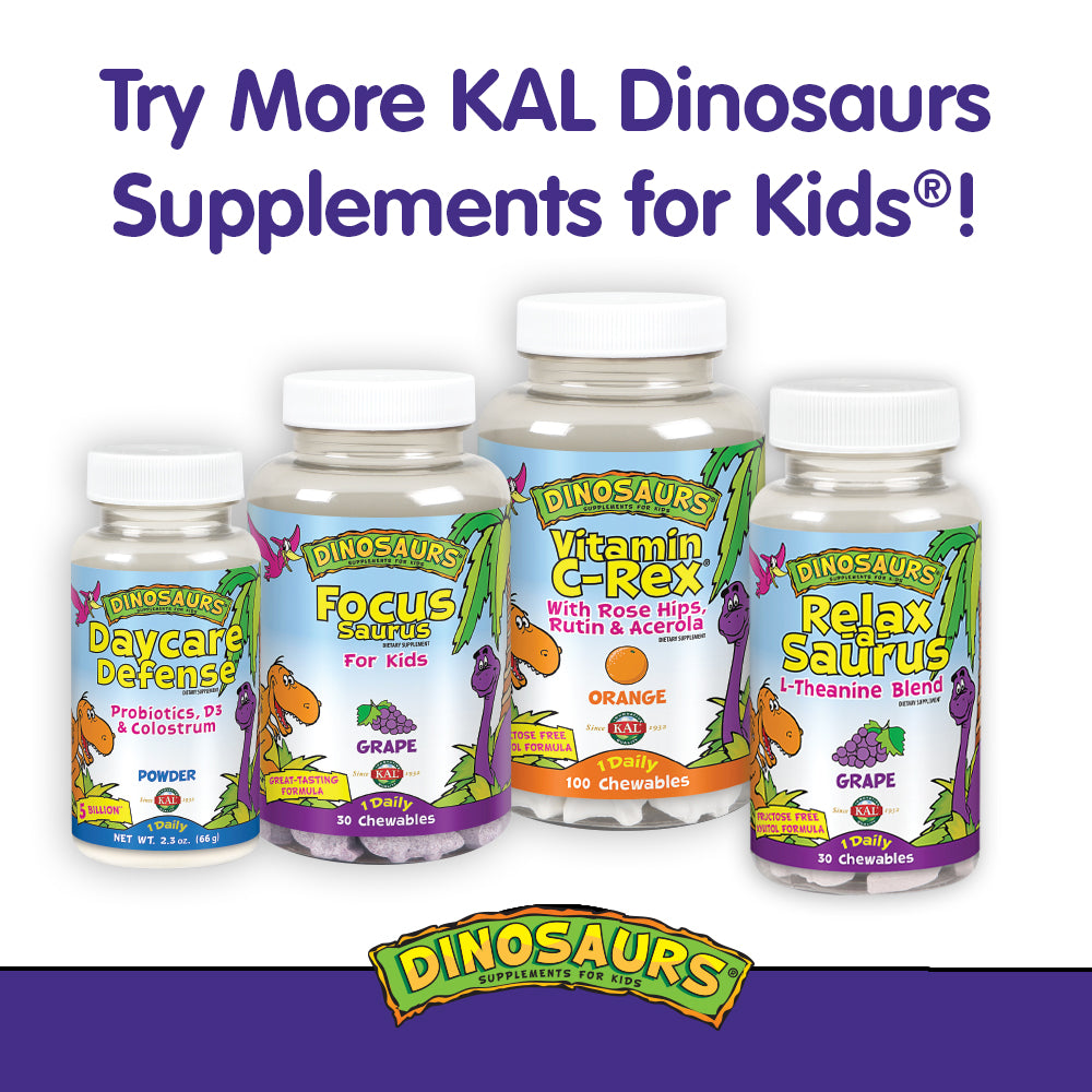 KAL Kids MultiSaurus Vitamins & Minerals | Berry, Grape & Orange Flavor | Childrens Daily Multivitamin | 60 Chewables