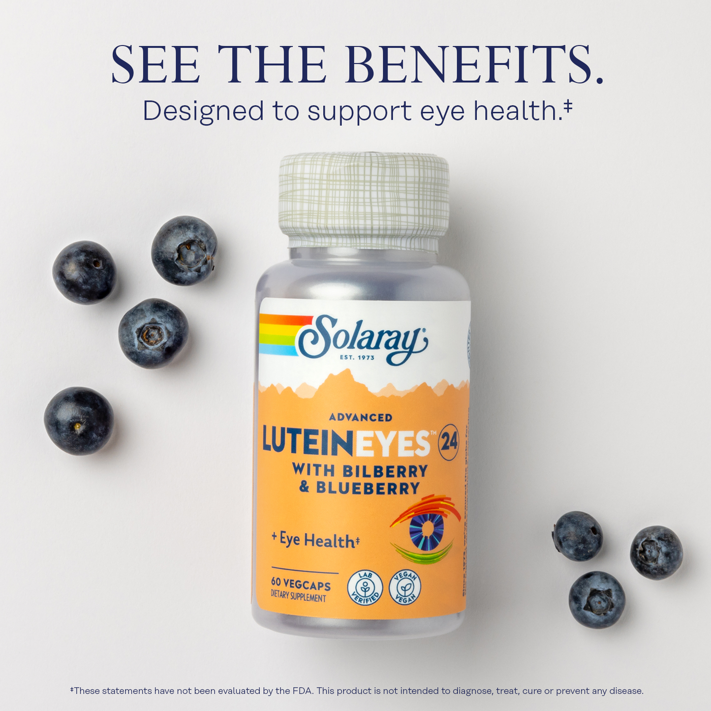 Solaray Advanced Lutein Eyes, 24mg Eye & Macular Health Support Supplement w/ Naturally Occurring Lutein , 60 CT (60 Servings, 60 VegCaps)