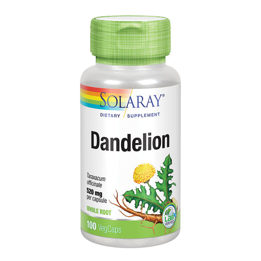 Solaray Dandelion Root 1040mg | Healthy Liver, Kidney, Digestion & Water Balance Support | Whole Root | Non-GMO, Vegan & Lab Verified | 100 VegCaps